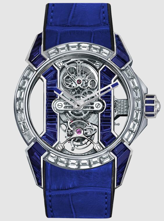 Review Jacob & Co EPIC X TOURBILLON BAGUETTE BLUE SAPPHIRES EX500.60.BD.BB.A Replica watch - Click Image to Close